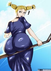 1girls ass ass_bigger_than_head ass_bigger_than_torso ass_focus ass_in_dress bent_over big_ass blonde_hair bottom_heavy bubble_butt dress fat_ass female female_only huge_ass jujutsu_kaisen large_ass massive_ass nishimiya_momo pantylines shortstack solo thick_ass thick_thighs thunder_thighs wide_hips kurodeuzu