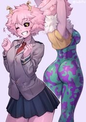 1girls 2d ass big_ass big_butt black_sclera bodysuit bubble_ass bubble_butt busty clothed_female dat_ass female female_only full_color fully_clothed hero_outfit_(mha) huge_breasts iwbitu large_ass looking_at_viewer mina_ashido multiple_poses my_hero_academia no_penetration no_sex pink_hair pink_skin school_uniform schoolgirl skintight slim_waist solo solo_female teenager thick_thighs wide_hips wink winking