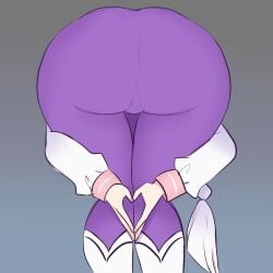 1girls ass ass_focus boots braid braided_hair braided_ponytail coomerracoon elf elf_female emilia_(re:zero) heart_shaped_ass jumpsuit meme meme_reference monochrome_background praise_da_booty_(meme) re:zero_kara_hajimeru_isekai_seikatsu silver_hair skin_tight skin_tight_outfit skin_tight_suit solo tight_clothing
