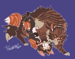 bodily_fluids domestic_cat duo felid feline felis feral forced gore male male/male male_penetrated male_penetrating male_penetrating_male mammal penetration pigeontoez rape redtail_(warriors) simple_background tigerstar_(warriors)