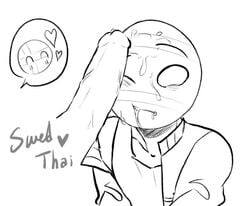 countryhumans cum cum_in_mouth cum_inside cum_on_face cum_string cumstring drool drool_on_face drooling facejob long_penis one_eye_closed penis_on_face penis_out sweden sweden_(countryhumans) thailand thailand_(countryhumans) uncolored