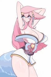 1girls 2:3 ahri alternate_costume animal_ears animated big_ass_ears big_breasts big_ears blue_eyes bouncing_breasts breasts clothed dancing female female_focus female_only fluffy_ears huge_breasts league_of_legends long_hair looking_at_viewer me!me!me!_dance phut_hon purple_hair pussy riot_games spirit_blossom_ahri spirit_blossom_series tail thick_thighs vertical_video yabby