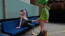 1boy 1boy1girl 1boys 1girl 1girls 3d 3d_(artwork) agent_4_(splatoon) clothed_female clothing deep_cut_(splatoon) dominant_female feet feet_on_penis female foot foot_fetish foot_on_penis footjob footjob_with_legwear fully_clothed_female green_penis inkling inkling_boy large_penis male male_agent_4_(splatoon) manual nintendo octoling octoling_girl pale_skin pantsless_male penis public red_fingers red_toes self_upload shiver_(splatoon) shiver_hohojiro splagoonster splatoon splatoon_(series) splatoon_2 splatoon_3 submissive_male wo262_(3d_model_style)
