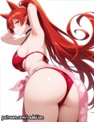 1girls ai_generated amber_eyes ass ass_focus ass_up azazel_ameri big_ass big_breasts bikini breasts choker clothing curvaceous curvaceous_ass curvaceous_body curvaceous_female curvaceous_figure curvaceous_hips curvaceous_thighs curves curvy curvy_body curvy_female curvy_figure curvy_hips curvy_thighs female female_focus female_only hands_behind_head high_ponytail horn horns large_ass large_breasts leaning leaning_forward light-skinned_female light_skin long_hair looking_at_viewer mairimashita!_iruma-kun mature mature_body mature_female mature_figure orange_eyes panties pointy_ears ponytail red_bikini red_eyes red_hair redelion seducing seduction seductive seductive_body seductive_eyes seductive_gaze seductive_look seductive_pose seductive_smile shiny shiny_ass shiny_body shiny_breasts shiny_butt shiny_clothes shiny_hair shiny_skin simple_background smile smile_at_viewer smiling smiling_at_viewer soft_breasts thick thick_ass thick_butt thick_eyebrows thick_hips thick_legs thick_lips thick_thighs towel very_long_hair welcome_to_demon_school!_iruma-kun white_background