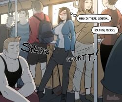 1futa 1futas 2girls 5boys absurd_res backpack bag blush blushing blushing_female blushing_futa blushing_futanari breasts caroline_(lewdua) clothed clothed_female clothed_futa clothed_futanari clothed_male clothing condom condom_filling condom_under_clothing cum dick dickgirl ejaculation english english_commentary english_description english_dialogue english_text erect_nipples erect_nipples_under_clothes erect_penis erect_penis_under_clothes erection erection_under_clothes erection_under_clothing female fully_clothed futa futa_focus futanari glasses hands-free handsfree_ejaculation hi_res high_quality high_resolution highres holding_bag huge_breasts intersex lewdua light-skinned_female light-skinned_futanari light-skinned_male light_skin male male_focus multiple_boys multiple_females multiple_girls newgrounds oc orgasm original original_character original_characters penis penis_erection public_train public_transportation solo_focus text text_box text_bubble train train_interior transport transportation unnamed_office_futa_(lewdua)