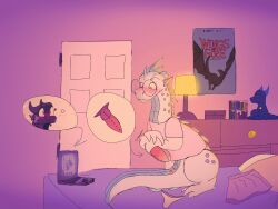 4:3 after_masturbation bed bodily_fluids clothed clothed_feral clothing computer cyan_(creativeclaws) dildo dragon electronics facetime female feral furniture genital_fluids hi_res icewing_(wof) laptop lophii lophiiformes_(draconictonix) male male/female masturbation mythological_creature mythological_scalie mythology on_bed partially_clothed scalie seawing_(wof) sex_toy toy toying_self vaginal_fluids video_call wingless_dragon wings_of_fire