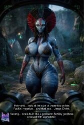 1girl 1girls 3d 3d_(artwork) ai_assisted athletic_female avatar avatar:_fire_and_ash barely_clothed barely_contained_breasts big_ass bikini blue_skin body_markings boobs busty cleavage curvaceous curvy dominatrix exposed_midriff female_focus fit_female giantess headdress headgear heavy_breasts high_quality highleg highleg_panties hourglass_figure huge_ass huge_breasts james_cameron's_avatar jungle large_breasts leather lewdstein looking_at_viewer massive_breasts na'vi narration narrow_waist outdoors pov serious slim_waist subtitled taller_female text thick_thighs thighhighs thighs thong thong_bikini toned_female tribal tribal_clothing tribal_markings unseen_male_face varang varang_(avatar) yellow_eyes