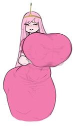 2d adventure_time breast_grab breast_squeeze female fully_clothed huge_breasts huge_butt naughty_face nipple_bulge nipples_visible_through_clothing no_penetration no_sex princess_bubblegum solo solo_female thick_thighs vongrauenhausen