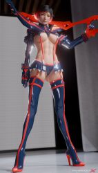 1girls 3d 3d_(artwork) 3d_model 3d_render absurd_res absurdres alternate_hair_color big_breasts black_hair breasts cleavage cosplay cosplaying_as_character female female_only hi_res high_resolution highres kill_la_kill looking_at_viewer matoi_ryuuko matoi_ryuuko_(cosplay) multicolored_hair pose red_hair reina_mishima self_upload shaddoll_x short_hair sword tekken tekken_8
