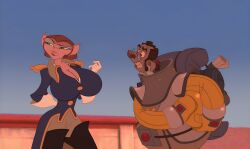 alien canine captain_amelia delbert_doppler disney duo edit edited_screencap evil_grin feline female glasses huge_breasts looking_at_another male mature_anthro mature_female mature_male milf mole_(marking) screenshot_edit smile staring thick_thighs treasure_planet wide_hips yenvudu