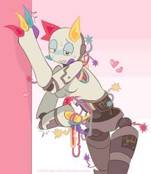 ambiguous_gender blush bodily_fluids breasts cable circuit_markings circuit_pattern claws drunkydude exposed_wires femboy glistening glistening_body heart_symbol hi_res horn humanoid machine markings masturbation not_furry prototype_(regretevator) regretevator roblox roblox_game robot shaking shivering solo sweat trembling white_body wire wireplay