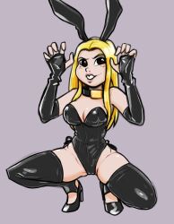 1girls albinocawfee big_breasts black_bunny_ears black_bunnysuit black_collar black_heels blonde_hair breasts bunny_ears bunnysuit cameltoe cartoon_network cleavage collar ed_edd_n_eddy female heels may_kanker solo squatting