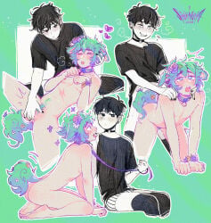2026 2boys 2femboys basil_(omori) black_hair color cuntboy cuntboy/male cuntboy_penetrated femboy fingering gay gay_sex green_hair hi_res leash male naked omori omori_(character) pleasured puppy_ears puppy_eyes puppyboy semi_clothed sinkaraia sintastein sunflower_(omori) sunny_(omori) tagme tail tongue_out twink watermark white_skin yaoi