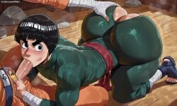 rock_lee naruto_(series) naruto_uzumaki naruto_(classic) training train ass_focus ass big_ass big_butt bubble_butt bubble_ass ai_generated artist:ngfeps black_hair black_eyes anime gay gay_sex gay_male gay_domination homosexual only_male male focus_on_ass big_penis dick