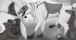 all_fours anal anal_penetration animal_genitalia anthro anthro_on_feral ball_fondling ball_lick balls bestiality bodily_fluids bound breath bucket butt_sniffing canid canine canine_genitalia chain chain_leash chained container corvidtree cum cum_in_bucket cum_in_container deep_rimming dripping duo feral fondling garvark_(corvidtree) genital_fluids genitals hi_res leaking_precum leash licking male male/male mammal masturbation milking_cum monochrome mount/rider_relations musk musky_balls musky_butt musky_penis oral penetration penile penile_masturbation penis penis_milking penis_on_face precum precum_drip precum_on_face precum_on_penis precum_string raised_tail rimming rimming_male saddle sex sheath size_difference sniffing snout_fuck tail tongue x-ray