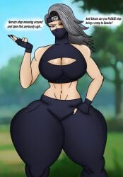 1girls bare_arms bare_shoulders big_breasts black_eyes black_gloves black_nail_polish black_nails busty child_bearing_hips cleavage cleavage_cutout crop_top curvaceous curvaceous_female curvaceous_figure curves curvy curvy_body curvy_female curvy_figure curvy_hips dialogue english_text female female_focus female_only fingerless_gloves forehead_protector forest gender_transformation genderswap genderswap_(mtf) gloves hatake_kakashi headband hi_res high_resolution highres hips kakashi_hatake konohagakure_symbol large_breasts light-skinned_female light_skin long_fingernails long_nails looking_at_viewer mask masked masked_female mature mature_female mature_woman milf muscles muscular muscular_female nail_polish narrowed_eyes naruto naruto_(classic) naruto_(series) naruto_shippuden nature nature_background ninja_mask outdoors outside painted_nails pale-skinned_female pale_skin pov pov_eye_contact red_eyes rule_63 scar scar_across_eye scar_on_face sharingan shonen_jump shounen_jump shueisha silver_hair sleeveless sleeveless_shirt solo solo_female solo_focus sports_bra teacher teacher_and_student text thick_thighs thighs thunder_thighs tight_clothing tight_pants very_high_resolution weekly_shonen_jump weekly_shounen_jump wide_hips yankarts