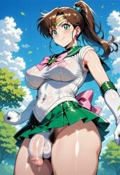 1futa ai_generated areolae armpit_hair balls big_areola big_balls big_breasts big_cock big_nipples big_penis big_testicles bishoujo_senshi_sailor_moon breasts brown_hair censored clothed clothing cock dick dickgirl erect_nipple erect_nipples erect_penis erection futa_only futanari green_eyes intersex light-skinned_futa light-skinned_futanari long_hair makoto_kino nipples penis pubic_hair sailor_jupiter sailor_senshi_uniform scrotum solo solo_futa testicles