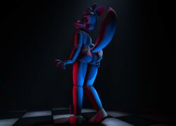 3d_(artwork) animatronic anthro butt byt-e canid canine digital_media_(artwork) five_nights_at_freddy's fox funtime_foxy_(fnaf) hi_res looking_at_viewer looking_back machine male mammal nude robot robot_joints scottgames simple_background sister_location solo source_filmmaker_(artwork) spread_butt spreading tail