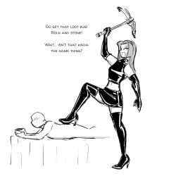 1boy 1girls black_and_white boot_fetish boots breasts celera_prime couple couple_(romantic) couple_sex cute deep_rock_galactic dominant_female dominatrix domme domme_girl_and_gamer_boy elbow_gloves english english_text female femdom femdom_caption footwear funny gamer gaming gaming_headset gentle_femdom gloved_hands gloves goth_girl goth_girl_and_gamer_boyfriend high_heel_boots high_heels latex latex_boots latex_gloves leather leather_boots leather_gloves long-haired_female long_hair male monochrome olivia_(celera_prime) original original_character original_characters patent_boots rock_and_stone romantic romantic_couple shoe_fetish shoes skirt stepped_on stepping_on_back stepping_on_male submissive_male thigh_boots thighhigh_boots thighhighs thighs