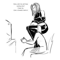 1boy 1girls ballbusting black_and_white boot_fetish boots breasts cbt celera_prime cock_and_ball_torture cock_and_balls_torture couple couple_(romantic) couple_sex cute dominant_female dominatrix domme domme_girl_and_gamer_boy elbow_gloves english english_text female femdom femdom_caption footwear funny gamer gaming gaming_headset gentle_femdom gloved_hands gloves goth_girl goth_girl_and_gamer_boyfriend high_heel_boots high_heels latex latex_boots latex_gloves leather leather_boots leather_gloves long-haired_female long_hair male monochrome olivia_(celera_prime) original original_character original_characters patent_boots romantic romantic_couple shoe_fetish shoes skirt stepped_on stepping_on_balls submissive_male thigh_boots thighhigh_boots thighhighs thighs