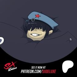 air_inflation bangs_over_eyes body_inflation cyborg_noodle gorillaz hat hyper inflation inflation_fetish noodle_(gorillaz) smile