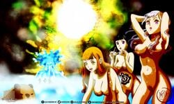 3girls bathing black_clover curse_mark dhfanarts female female_only hot_spring loropechika mimosa_vermillion multiple_girls noelle_silva orange_hair purple_eyes silver_hair standing undine_(black_clover)