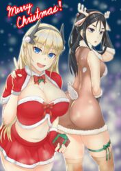 christmas clothing dress kai_schulen large_breasts riley_miller skirt stockings tagme valkyria_chronicles valkyria_chronicles_4