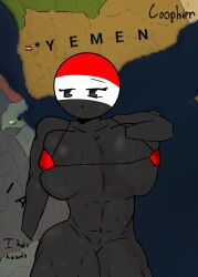 big_breasts coopher countryhumans countryhumans_girl digital_drawing_(artwork) female_focus female_only game_screenshot muscular muscular_female self_upload simple_background simple_shading sweat sweaty