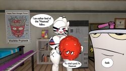 1girls 2boys 3d 3d_(artwork) animatronic aqua_teen_hunger_force background_character big_breasts bikini bra carrying_partner cleavage crack_pairing crossover cryptiacurves cursed_image detailed_background dialogue fazclaire's_nightclub five_nights_at_freddy's fredina's_nightclub garry's_mod giant_breasts gigantic_breasts glowing_eyes huge_breasts large_breasts looking_at_viewer makeup marie_(cally3d) marie_(cryptia) marionette_(fnaf) master_shake meat meatwad mommy profanity red_lips robot robot_girl screenshot shitpost smile smiling smiling_at_viewer striped_bikini taller_female white_hair white_skin wide_hips