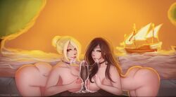 1futa 3girls alyssania ass beach black_hair blonde_hair collar cum cum_in_mouth cum_on_body cum_on_breasts dark-skinned_futanari delacroix_legion double_paizuri exhibitionism futa_on_female futanari green_eyes large_breasts mascara_tears naked nipples paizuri ruined_makeup ship stormwind_docks sylvya_felstorm threesome titjob