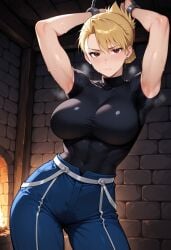 1girls ai_generated blonde blonde_female blonde_hair blonde_hair_female fullmetal_alchemist fullmetal_alchemist_brotherhood light-skin light-skinned_female pale-skin pale-skinned_female riza_hawkeye tagme