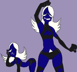 arms_up armwear crop_top cutout deltarune elbow_gloves femboy girly legwear male male_only rouxls_kaard shitai solo solo_male wink winking