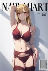 1girls adult_female ai_generated anime_girl armpits arms_up big_breasts blush blushing_at_viewer blushing_female boobs bra breasts curvy curvy_body curvy_female curvy_figure cute digital_art excited fanart female female_focus horny kitagawa_marin lingerie looking_at_viewer magazine_cover medium_breasts my_dress_up_darling narumiart panties patreon red_panties sexy sexy_body sexy_pose sono_bisque_doll_wa_koi_wo_suru stockings stomach tits white_body white_skin