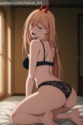 1female ai_generated blonde_hair blushing chainsaw_man horns looking_at_viewer power_(chainsaw_man) velvetart yellow_eyes