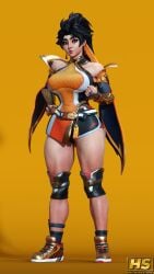 1girls 3d alternate_version_available anran big_breasts black_hair breasts female female_only hagiwara_studio large_breasts long_hair overwatch overwatch_2 red_eyes
