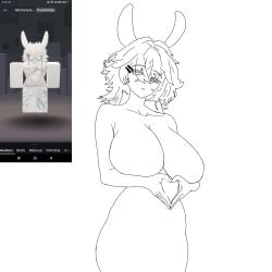 big_breasts bunny_ears pussy roblox roblox_avatar white_background white_body white_hair