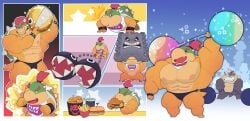 abs biceps bowser bowser_jr. deadlyrabitt male mario_(series) muscles muscular muscular_arms muscular_legs muscular_male nintendo pecs weights