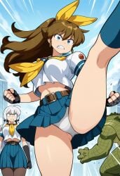 ai_generated high_kick m.u.g.e.n mugen_ryuko oggy_(oggyoggy) original panties underboob