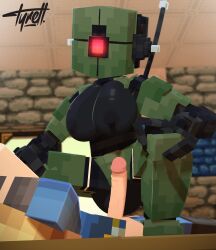 1girls 3d assaultron assaultron_(fallout) before_sex big_ass big_breasts breasts computer cowgirl_position electronics fallout fallout_4 female glowing_eyes green_body huge_cock huge_penis kl-e-0 laying_down laying_on_bed machine mine-imator minecraft robot robot_girl robot_humanoid squatting straight tagme tyiscrazy vault_suit video_games