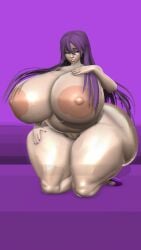 big_ass big_breasts chubby_female doki_doki_literature_club female female_focus female_only light-skinned_female light_skin purple_eyes purple_hair rojo84 rojo_parasito solo solo_female yuri_(doki_doki_literature_club)