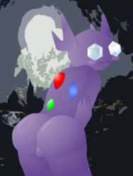 1boy anthro anthrofied ass back blush femboy gem ghost girly looking_at_viewer looking_back male male_only nude original_character pokémon_(species) pokemon pokemon_rse purple_skin rear_view sableye solo source_request standing testicles thegoodiesack thick_thighs wide_hips