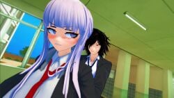 1boy 1boy1girl 1girls 3d angry angry_expression angry_face annoyed annoyed_expression annoyed_face ass ass_bigger_than_head big_ass big_breasts black_hair breasts_bigger_than_head cheating cheating_girlfriend clothed clothed_female clothed_male clothed_sex clothing danganronpa danganronpa:_trigger_happy_havoc danganronpa_(series) danganronpa_1 danganronpa_killer_killer fenrirsjaw from_behind from_behind_position imminent_cheating imminent_rape imminent_sex kirigiri_kyouko koikatsu large_breasts lavender_eyes lavender_hair light-skinned_female light-skinned_male light_skin long_hair purple_eyes purple_hair red_eyes smirk smirking takumi_hijirihara teasing