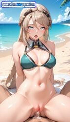 1boy 1girls 2026 ai_assisted ai_generated anime beach blue_sky boobs breasts bust cloud cock cowgirl_pose cowgirl_position dick eiyuu_densetsu elaine_auclair female_genitalia genitals girl_on_top hetero hi_res high_quality high_resolution highres kuro_no_kiseki kuro_no_kiseki_(series) long_hair love_making navel open_mouth outdoors patreon patreon_username penetration penis pov pussy sand sex sexual_intercourse shore sky skypassion solo_focus stable_diffusion straddling swimsuit tits uncensored uncensored_pussy uncensored_vagina vaginal water watermark waves woman_on_top