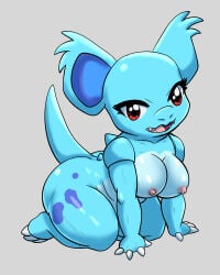 1girls 3_toes 4_fingers all_fours anthro areolae big_breasts breasts clawed_fingers clawed_toes docsye eyelashes female female_focus female_only generation_1_pokemon grey_background hi_res looking_at_viewer monster nidorina nintendo nipples open_mouth pokemon pokemon_(species) red_eyes scalie simple_background snout solo solo_focus thick_thighs