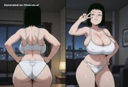 1girl 8k adult ai_assisted ai_generated ass black_clothing black_eyes black_hair breast_expansion cinematic cityscape cleavage depth_of_field enormous_breasts eyes_half_closed home in_heat indoors kurata_tome large_breasts living_room medium_hair narrowed_eyes night_time oversized_breasts scenery seductive_eyes seductive_smile short_stack thick_thighs tiny_waist uncensored wide_hips