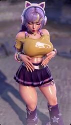 ahe_gao ai_generated boob_focus cat_ears juno_(overwatch) moaning overwatch overwatch_2 puckered_lips skirt tagme tongue video