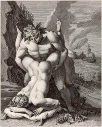agostino_carracci ambiguous_penetration ariadne_(greek_mythology) ass dionysus dionysus_(greek_mythology) face_in_pillow grapes greek_mythology husband_and_wife illustration leaf married_couple muscular muscular_male nature nature_background nude nude_female nude_male nudity old_art pillow sea ship