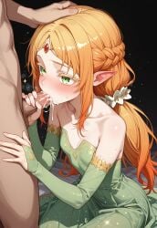 ai_generated blowjob cum elf_girl embarrassed green_eyes isekai_ojisan nude oral_sex sex skinny small_breasts sui_(isekai_ojisan) yellow_hair