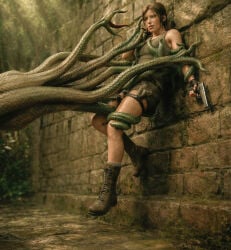 ai_assisted breast_grab gun lara_croft tentacle