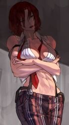 1girls big_breasts big_tits huge_breasts king_of_fighters light-skinned_female light_skin pale-skinned_female pale_skin red_eyes red_hair short_hair syachiiro vanessa_(kof)